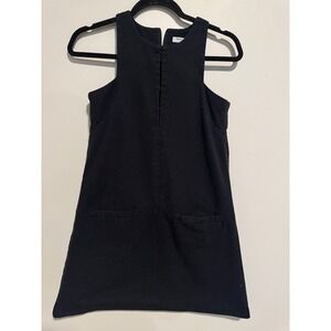 Emerson Fry Black Cotton Twill Sleeveless Mini Dress Racerback XXS Minimalist